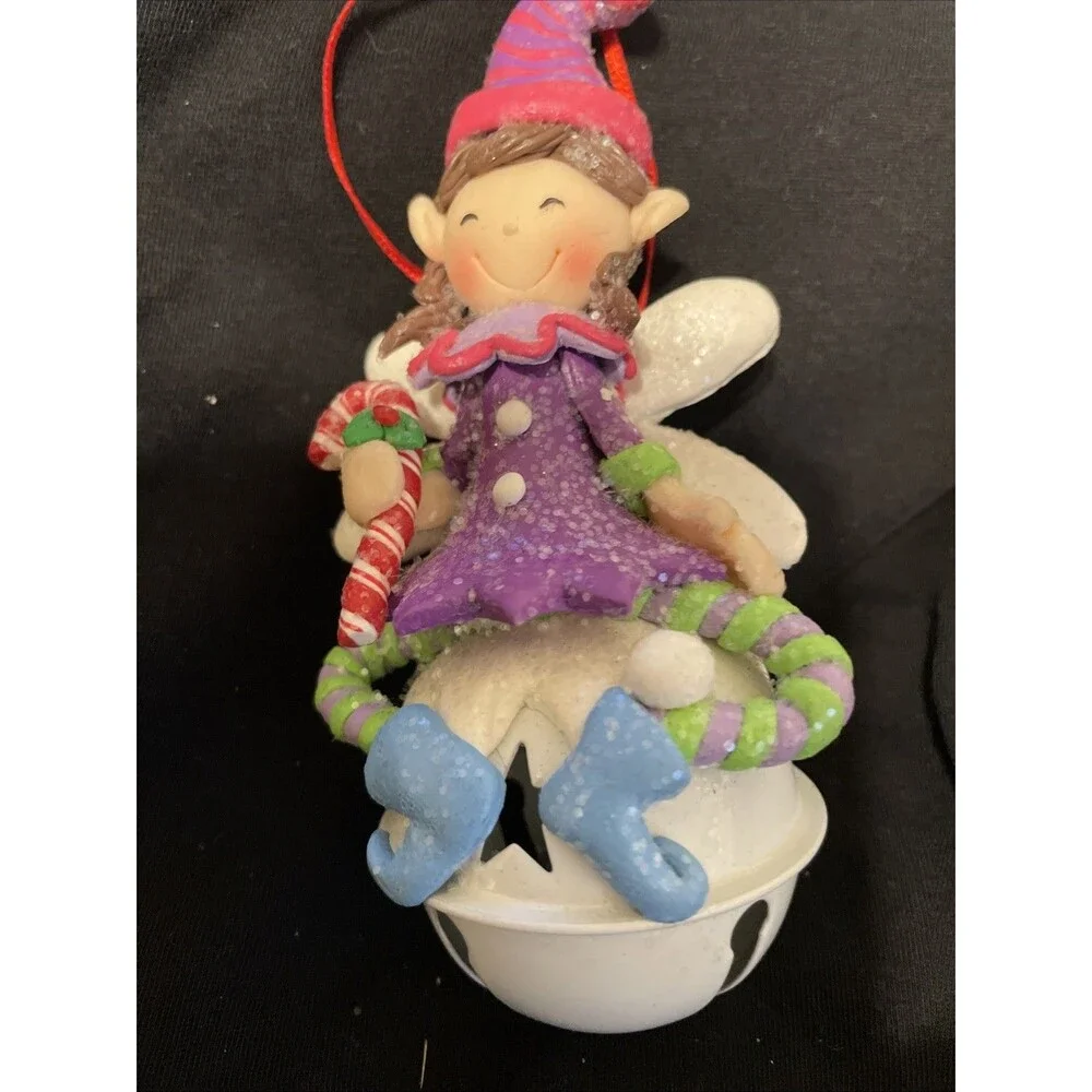Adorable Girl elf On bell Christmas Ornament